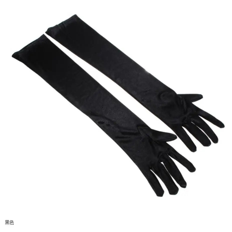 2022 Fashion Long Gloves Satin Opera Evening Party Prom Costume Glove Black Blue Gold Pink Party Gloves for Wedding Prom Club