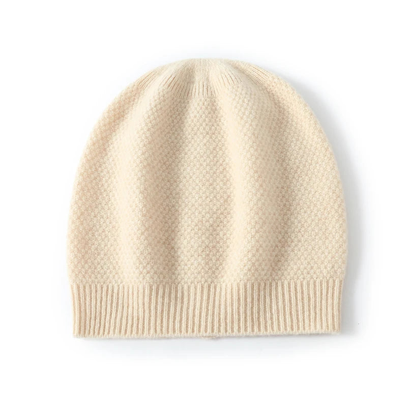 100% Wool Hat New Thickened Knitting Toque Autumn and Winter Woolen Hat Men and Women Pure Color All-Matching Warm Earflaps Cap