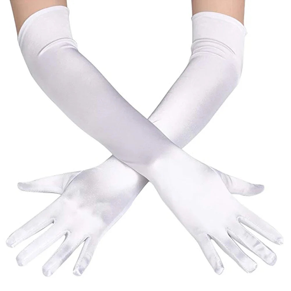 2022 Fashion Long Gloves Satin Opera Evening Party Prom Costume Glove Black Blue Gold Pink Party Gloves for Wedding Prom Club