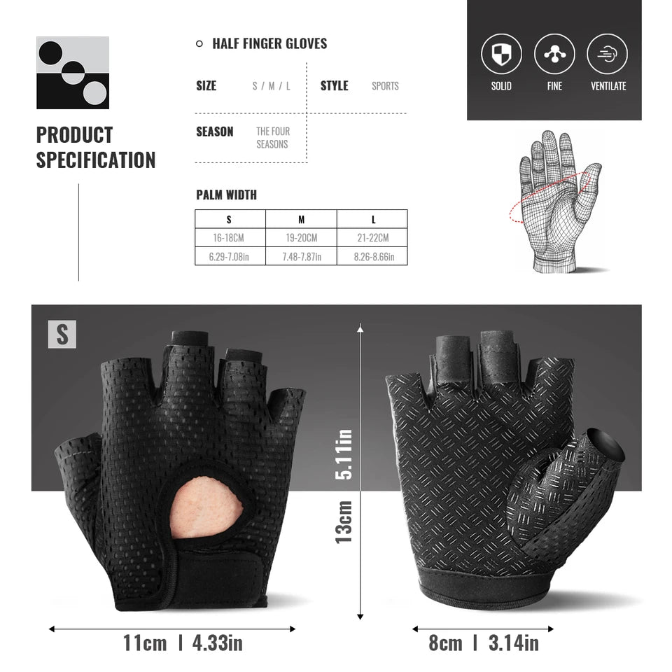 WRELS Gym Fitness Gloves For Women, Breathable Half Finger Anti-Slip Gloves For Bicycle Cycling Weight Lifting Yoga