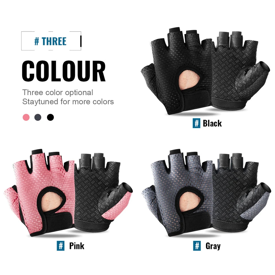 WRELS Gym Fitness Gloves For Women, Breathable Half Finger Anti-Slip Gloves For Bicycle Cycling Weight Lifting Yoga