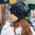 4pcs Hip Hop Paisley Print Slouchy Beanie Trendy Elastic Skull Cap Boho Neck Gaiter Soft Beanies Chemo Cap for Women
