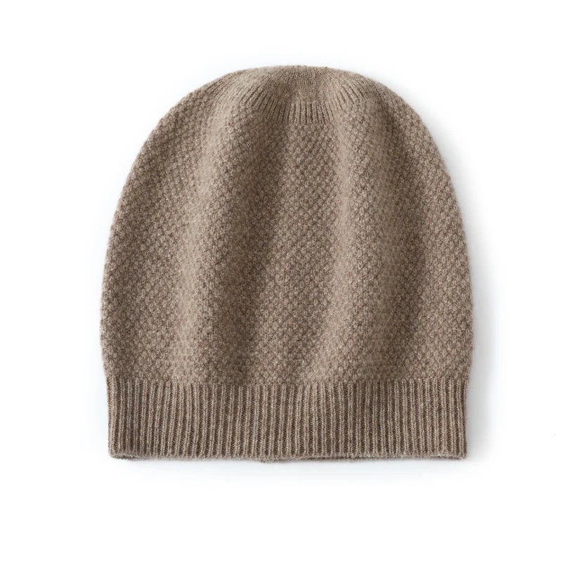 100% Wool Hat New Thickened Knitting Toque Autumn and Winter Woolen Hat Men and Women Pure Color All-Matching Warm Earflaps Cap