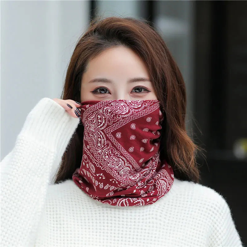 4pcs Hip Hop Paisley Print Slouchy Beanie Trendy Elastic Skull Cap Boho Neck Gaiter Soft Beanies Chemo Cap for Women