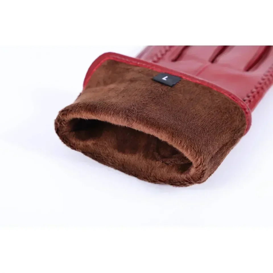 Women's Sheepskin Good Quality Gloves Winter Warm Plus Velvet Short Thin Touch Screen Driving Color Women's Leather Gloves