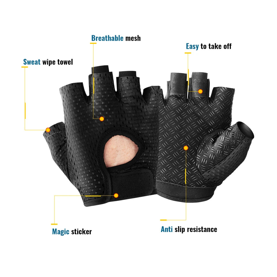 WRELS Gym Fitness Gloves For Women, Breathable Half Finger Anti-Slip Gloves For Bicycle Cycling Weight Lifting Yoga