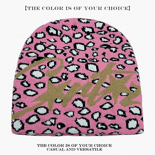 American Street Leopard Print Jacquard Letters Star Knitted Hats Warm Camo Men Women Fashion Personal Versatile Beanies Hip-hop