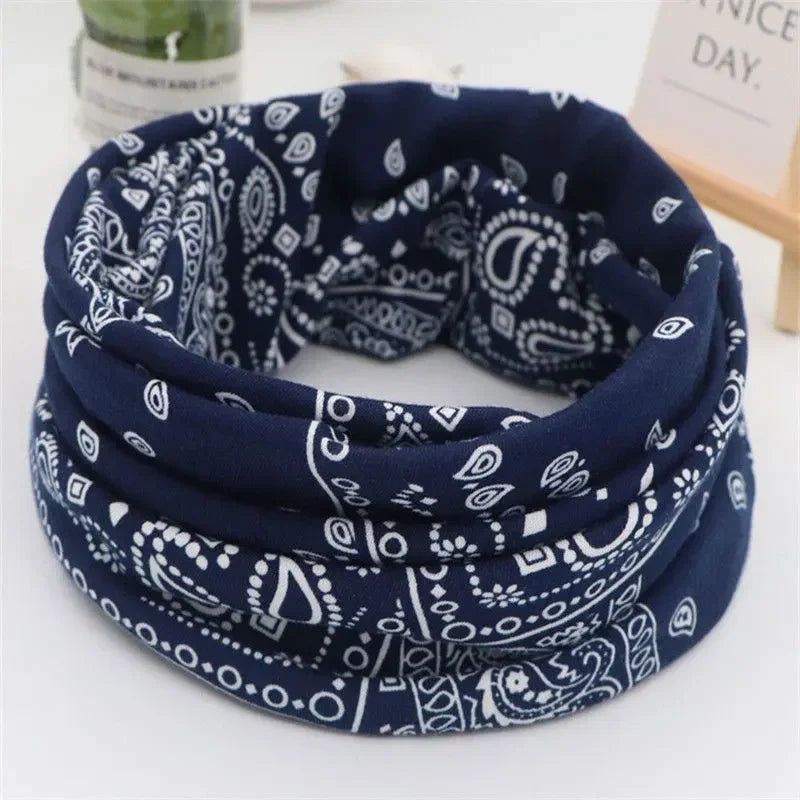4pcs Hip Hop Paisley Print Slouchy Beanie Trendy Elastic Skull Cap Boho Neck Gaiter Soft Beanies Chemo Cap for Women