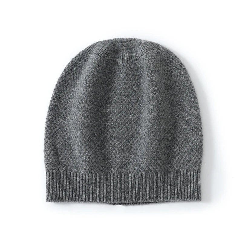 100% Wool Hat New Thickened Knitting Toque Autumn and Winter Woolen Hat Men and Women Pure Color All-Matching Warm Earflaps Cap